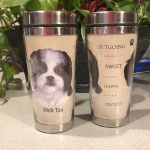 2 (1 pair)Shih Tzu Design 20oz Stainless Steel Tumbler w/Personality Description